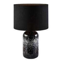 Happy Homewares Modern Marble Drip Snowflake Glass Table Lamp with Linen Shade in Black - thumbnail 3