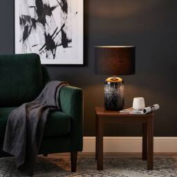 Happy Homewares Modern Marble Drip Snowflake Glass Table Lamp with Linen Shade in Black - thumbnail 6