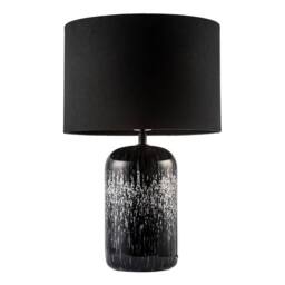 Happy Homewares Modern Marble Drip Snowflake Glass Table Lamp with Linen Shade in Black