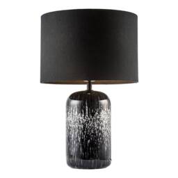 Happy Homewares Modern Marble Drip Snowflake Glass Table Lamp with Linen Shade in Black - thumbnail 2