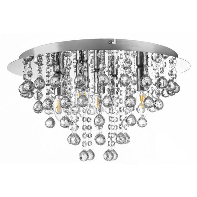 Netlighting London 46cm Ceiling Light Chrome Acrylic Crystal Clear 5x E14 in Grey - image 1
