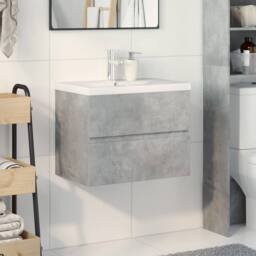 Berkfield Home Durable 2 Piece Bathroom Furniture Set Concrete Grey Engineered Wood - thumbnail 1