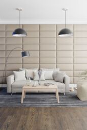 Aspire EasyMount Wall Mounted Upholstered Panels, Modular DIY Headboard in Malham Weave Fabric (Pack of 4) in Light Blue - thumbnail 4