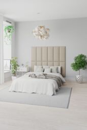 Aspire EasyMount Wall Mounted Upholstered Panels, Modular DIY Headboard in Malham Weave Fabric (Pack of 4) in Light Blue - thumbnail 1