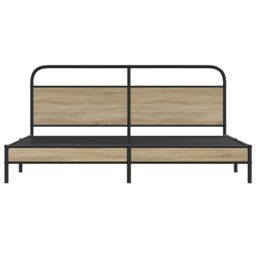 Berkfield Home Metal Bed Frame without Mattress Smoked Oak 200x200 cm in Brown - thumbnail 5