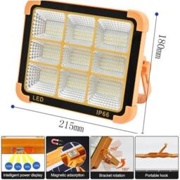 Nordara 336 LED Solar Floodlight Portable Waterproof Rechargeable 5 Mode 150W in Orange - thumbnail 2