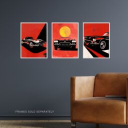 "Artery8 Set of 3 Classic Sports Cars Modern Bold Red 12X16"" Wall Art Prints - Size: A4" - thumbnail 2
