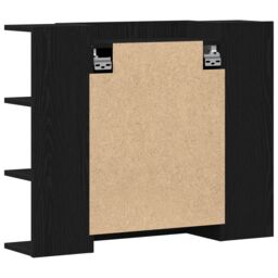 Berkfield Home Mirror Cabinet Black Oak Solid Oak Wood Compact Bathroom Vanity - thumbnail 8