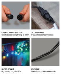 Xmas Haus Cluster Lights Black Rubber IP65 5m/250 LED Colour Change - thumbnail 4