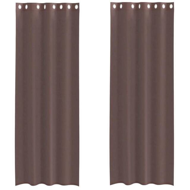 Berkfield Home Voile Curtains with Grommets 2 pcs Brown 140x300 cm - image 1