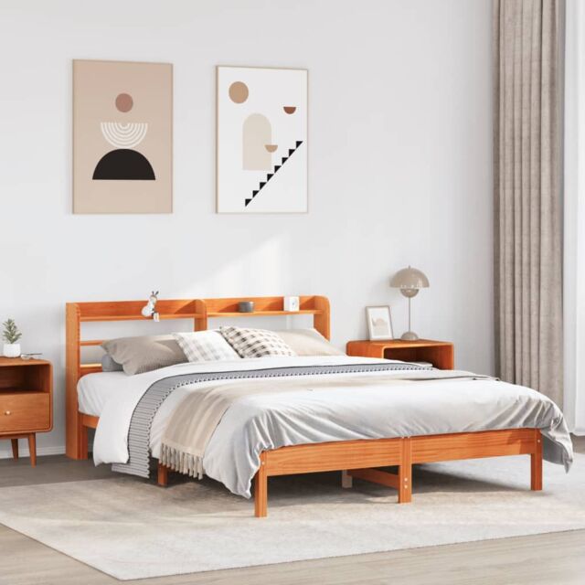 Berkfield Home Bed Frame without Mattress Wax Brown 160x200 cm Solid Wood Pine - image 1
