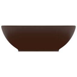 Berkfield Home Luxury Basin Oval-shaped Matt Dark Brown 40x33 cm Ceramic - thumbnail 3