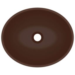 Berkfield Home Luxury Basin Oval-shaped Matt Dark Brown 40x33 cm Ceramic - thumbnail 4