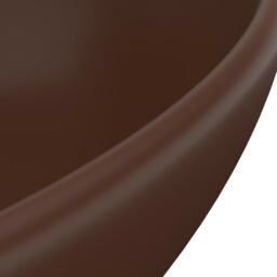 Berkfield Home Luxury Basin Oval-shaped Matt Dark Brown 40x33 cm Ceramic - thumbnail 5