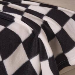 OHS Checkerboard Polar Fleece Throw Blanket Lightweight Bedspread - Size: 120 cm x 150 cm - thumbnail 2