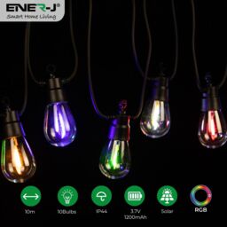 ENER-J Ener J Solar RGB Meteor Shower String Lights 10 Metres Multicolour in Black - Size: 25 cm diameter x 19 cm high