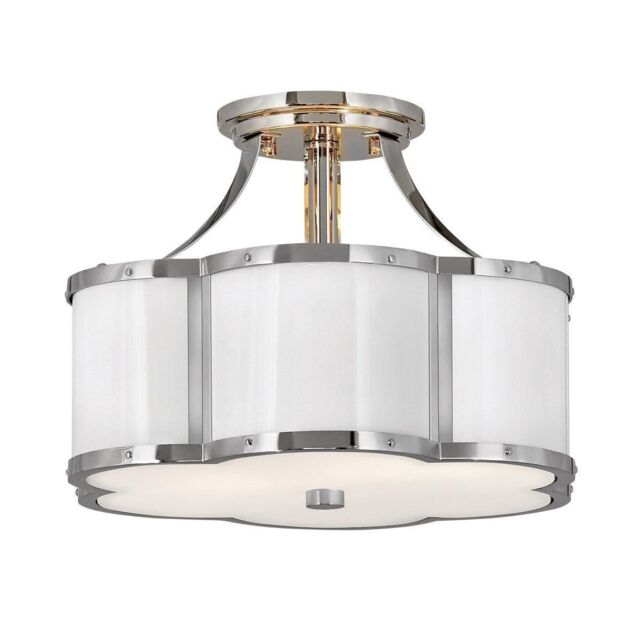 Netlighting Hinkley Chance Cylindrical Ceiling Light Polished Nickel with Polished White in Grey - image 1