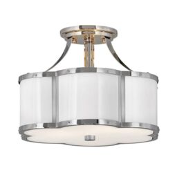 Netlighting Hinkley Chance Cylindrical Ceiling Light Polished Nickel with Polished White in Grey - thumbnail 1