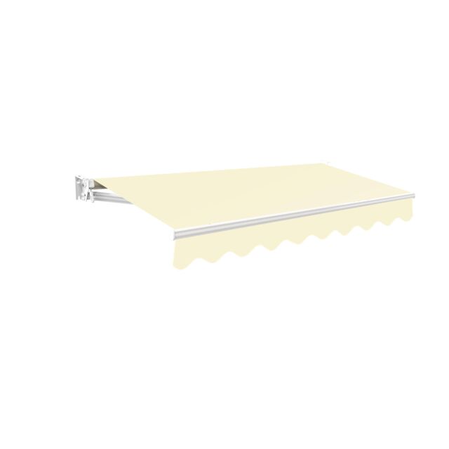 Primrose Awnings Patio Awning Sun Shade Retractable Manual No Torsion Bar 3.5m x 2.5m in Off-White