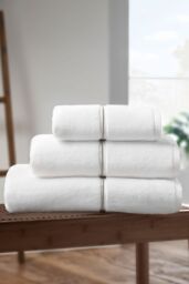 Bianca 'Zero Twist Satin Stitch' Cotton Towel in White - thumbnail 3