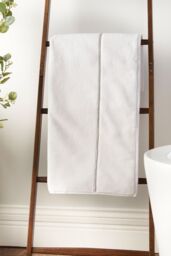 Bianca 'Zero Twist Satin Stitch' Cotton Towel in White - thumbnail 1