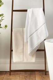 Bianca 'Zero Twist Satin Stitch' Cotton Towel in White - thumbnail 4