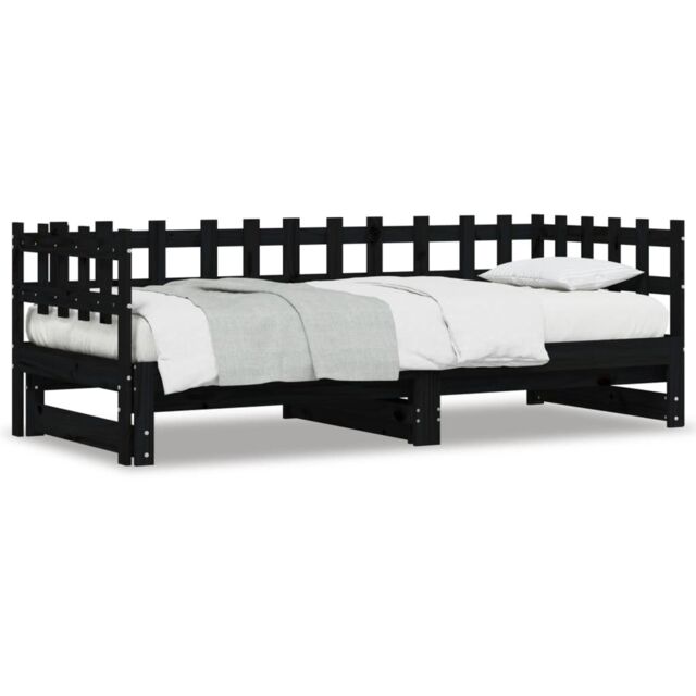 Berkfield Home Pull-out Day Bed Black 2x(80x200) cm Solid Wood Pine - image 1