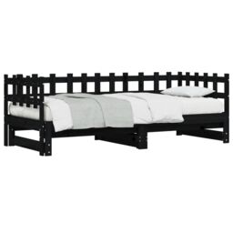 Berkfield Home Pull-out Day Bed Black 2x(80x200) cm Solid Wood Pine - thumbnail 5