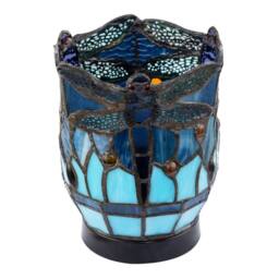 Happy Homewares Classic Dragonfly Tiffany Uplighter Lamp in Coloured Stained Glass in Blue - thumbnail 4