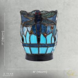 Happy Homewares Classic Dragonfly Tiffany Uplighter Lamp in Coloured Stained Glass in Blue - thumbnail 7