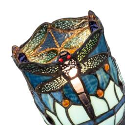 Happy Homewares Classic Dragonfly Tiffany Uplighter Lamp in Coloured Stained Glass in Blue - thumbnail 8