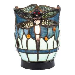 Happy Homewares Classic Dragonfly Tiffany Uplighter Lamp in Coloured Stained Glass in Blue - thumbnail 5