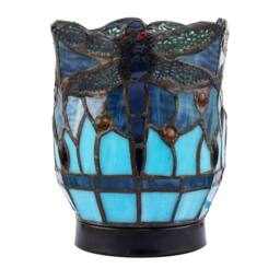 Happy Homewares Classic Dragonfly Tiffany Uplighter Lamp in Coloured Stained Glass in Blue - thumbnail 1