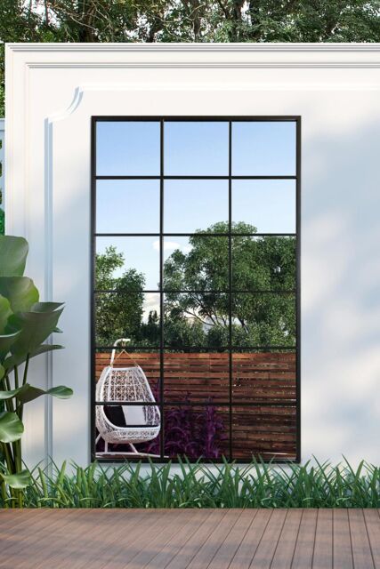 "MirrorOutlet Black Modern Window Garden Wall Mirror 79"" X 47"" (200CM X 120CM) - Size: 1 Pack" - image 1