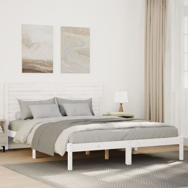 Berkfield Home Extra Long Bed Frame without Mattress White 140x220 cm Solid Wood - image 1