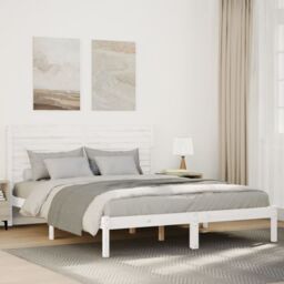 Berkfield Home Extra Long Bed Frame without Mattress White 140x220 cm Solid Wood - thumbnail 1