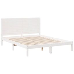 Berkfield Home Extra Long Bed Frame without Mattress White 140x220 cm Solid Wood - thumbnail 3
