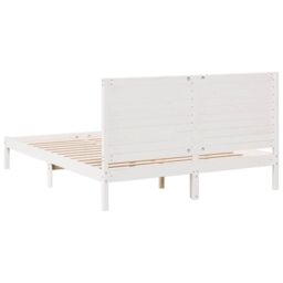 Berkfield Home Extra Long Bed Frame without Mattress White 140x220 cm Solid Wood - thumbnail 6