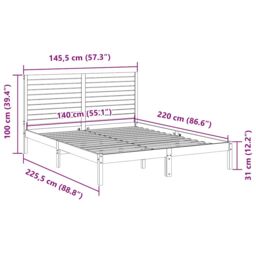 Berkfield Home Extra Long Bed Frame without Mattress White 140x220 cm Solid Wood - thumbnail 9