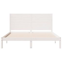Berkfield Home Extra Long Bed Frame without Mattress White 140x220 cm Solid Wood - thumbnail 4