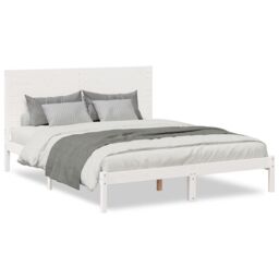 Berkfield Home Extra Long Bed Frame without Mattress White 140x220 cm Solid Wood - thumbnail 2