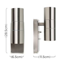 EONLION Stainless Steel Dusk Till Dawn UpDown Wall Light Fitting Patio in Silver - thumbnail 2