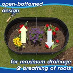 Harbour Housewares Raised Garden Beds - 2x Round Bottomless Galvanised Steel Planter 120 x 45cm in Ivory - Size: 120 x 45 cm - thumbnail 4