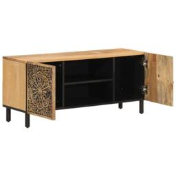 Berkfield Home TV Cabinet 105x33x46 cm Solid Wood Mango in Brown - Size: 105 x 33 x 46 cm - thumbnail 4