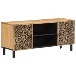 Berkfield Home TV Cabinet 105x33x46 cm Solid Wood Mango in Brown - Size: 105 x 33 x 46 cm - thumbnail 2