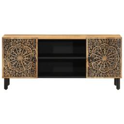 Berkfield Home TV Cabinet 105x33x46 cm Solid Wood Mango in Brown - Size: 105 x 33 x 46 cm - thumbnail 5