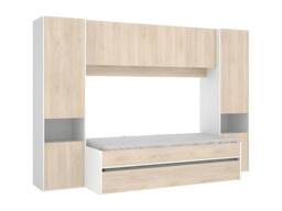 Vente-unique Trundle Bed With Overbed Storage Unit - 90 X 190 Cm - Oak & White in Light Oak - Size: Single - thumbnail 6