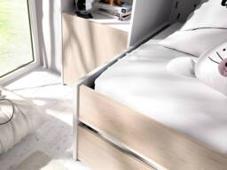 Vente-unique Trundle Bed With Overbed Storage Unit - 90 X 190 Cm - Oak & White in Light Oak - Size: Single - thumbnail 8