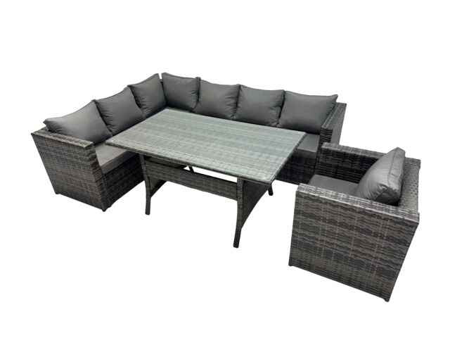 Fimous Outdoor PE Rattan Sofa Set with with Chair in Dark Grey - image 1