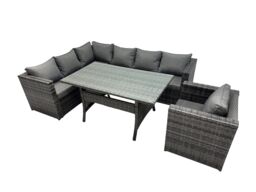 Fimous Outdoor PE Rattan Sofa Set with with Chair in Dark Grey - thumbnail 1